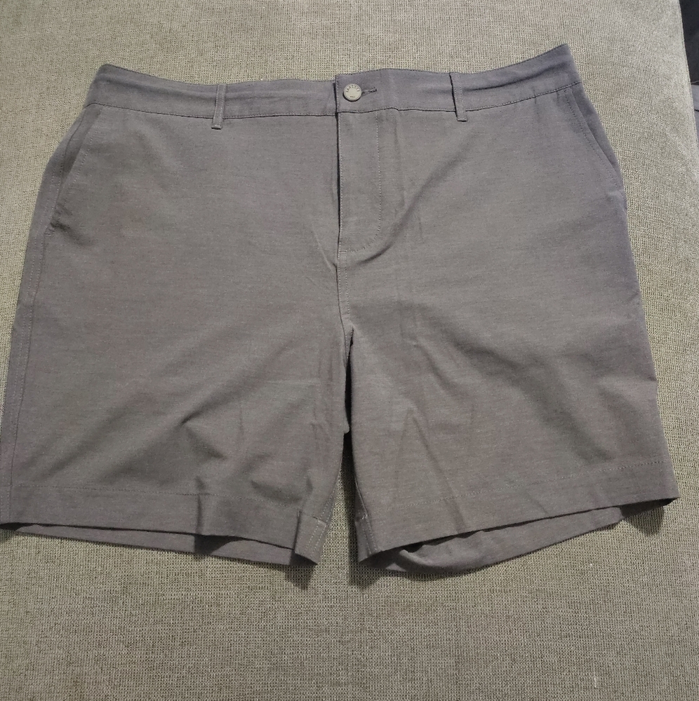 FAHERTY All Day Shorts Mens 38 Charcoal Drawstring Hybrid Stretch 9" Inseam